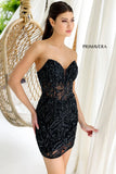 4222 Primavera Strapless Sequin Cocktail Dress with Illusion Bodice