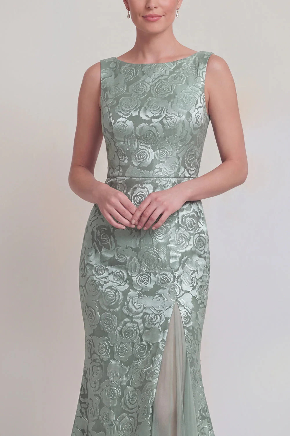 Blush Jacquard Mermaid Mother of the Bride Dress