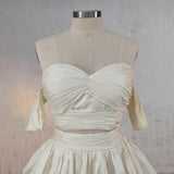 A Line Beige Multi Tiered Ruffles Wedding Dresses
