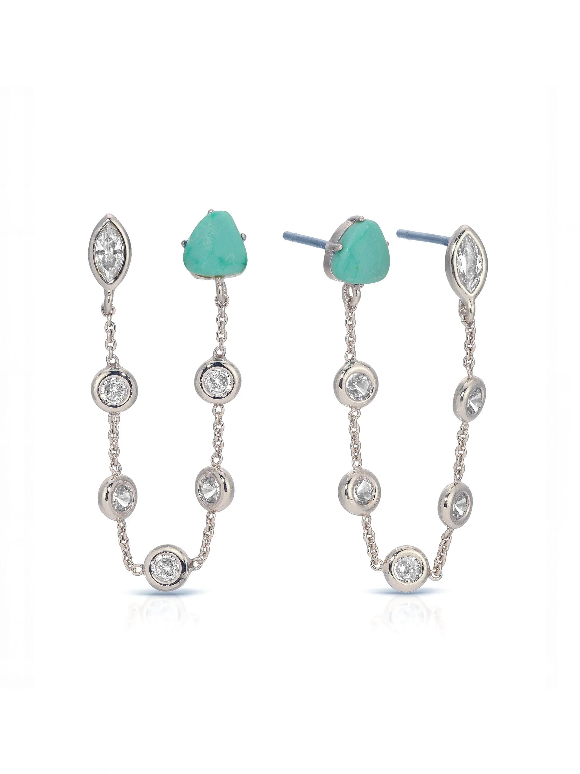 Double Piercing Turquoise Earrings