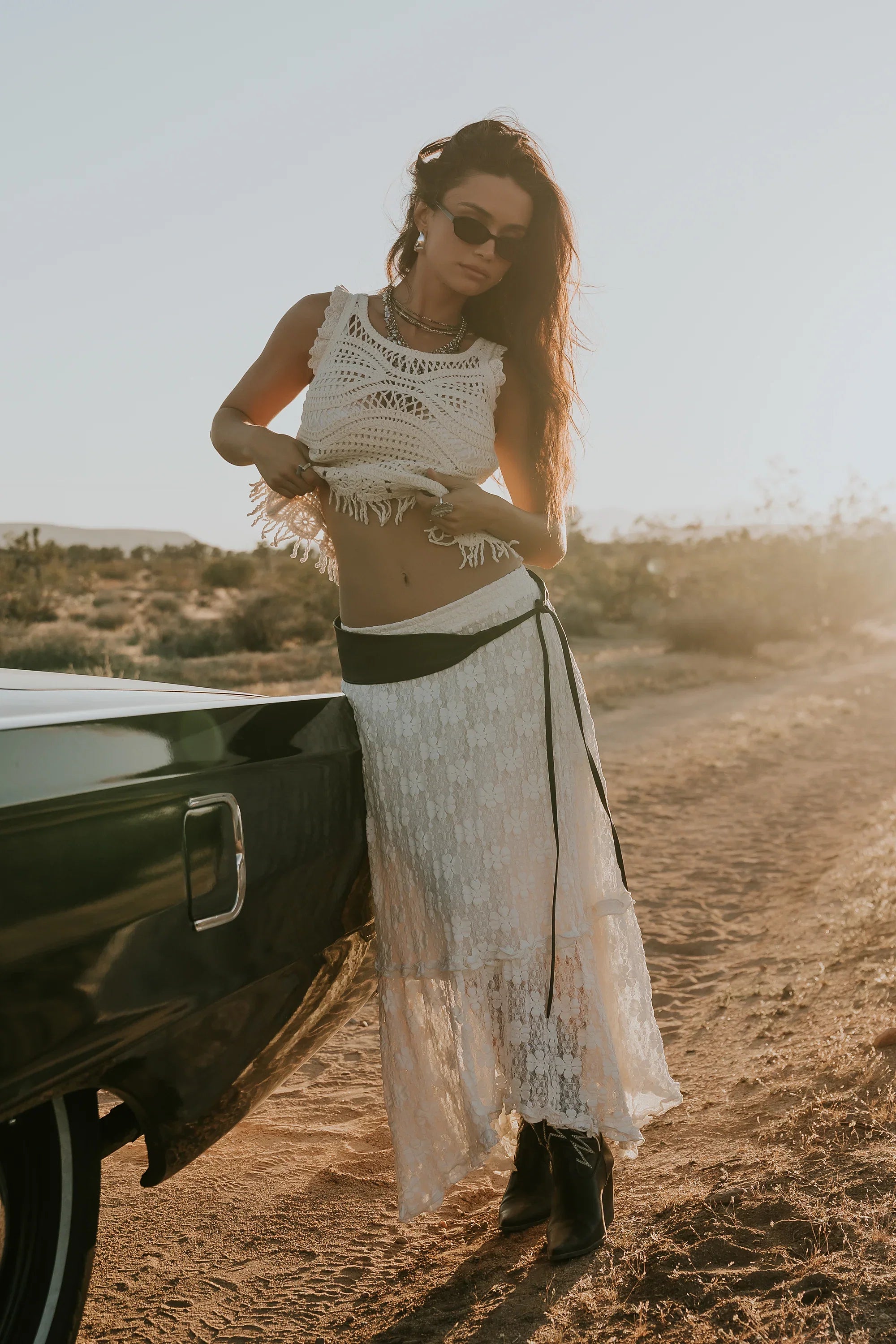 Kalani Crochet Tank Top in Cream