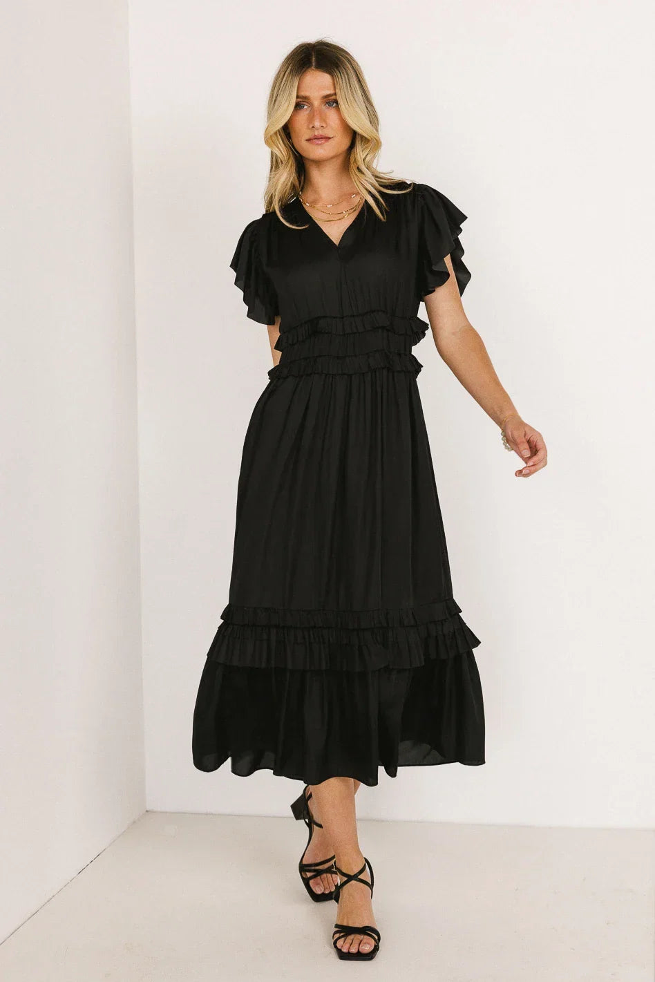 Willa Ruffle Dress in Black FINAL SALE