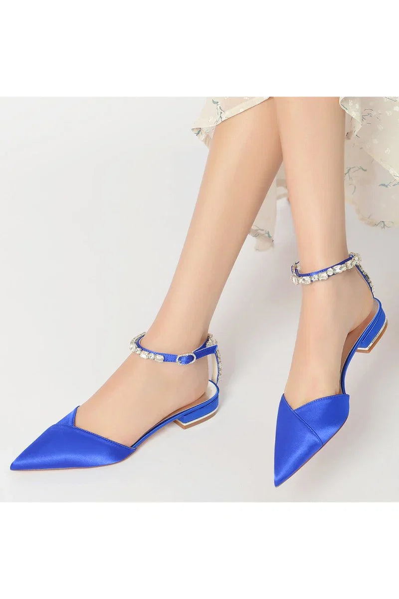 Rhinestone Strap Cocktail Pointed Toe Flats