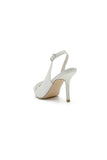 Pearl Embellished Peep Toe Slingback High Heels