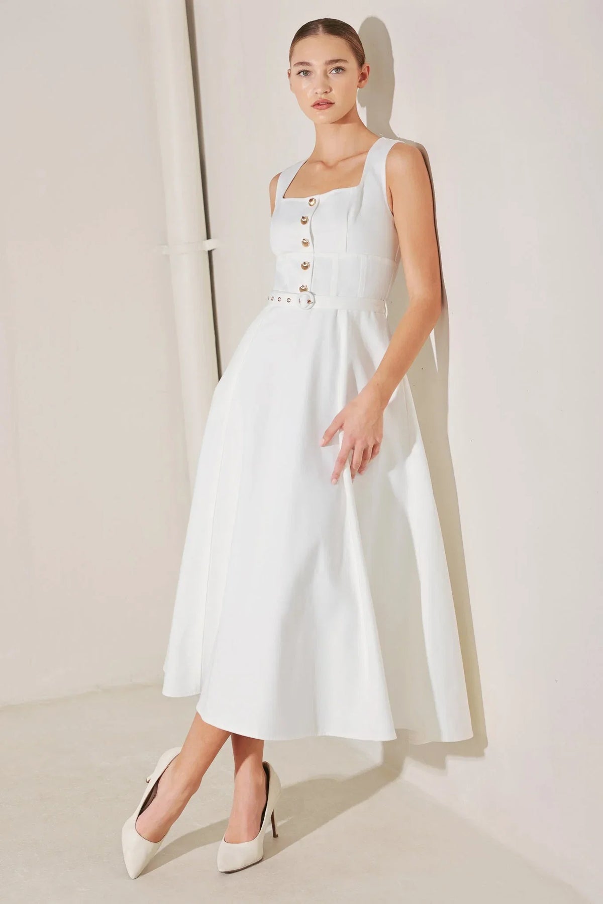 SUMMER SOCIAL WHITE MIDI DRESS FINAL SALE