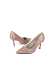 Rose Pink High Heels with Natural Wood Heel