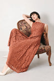 TRUE ROMANCE RUST LACE MIDI DRESS