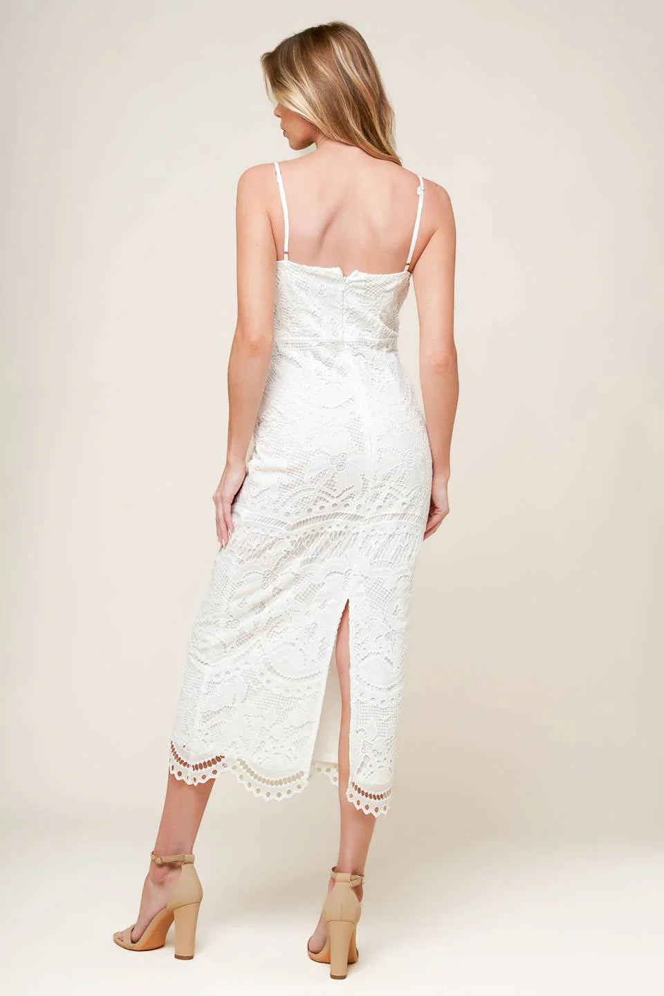 JOSEPHINE LACE MIDI DRESS OFF WHITE