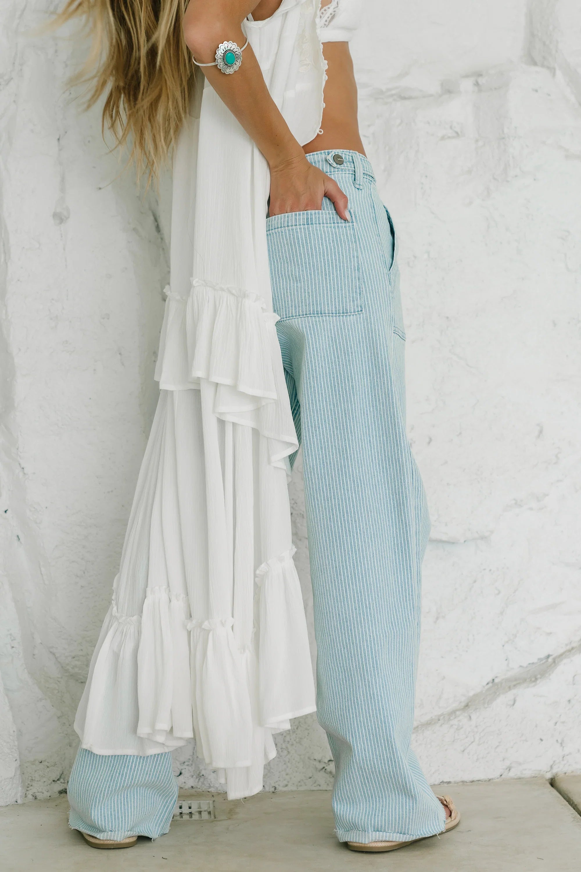 Sydney Striped Wide Leg Jeans