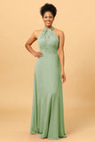 A Line Convertible Floor Length Chiffon Bridesmaid Dress