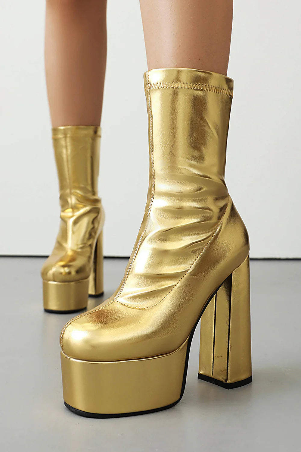 Trendy Black Platform Ankle Boots with Chunky High Block Heel