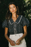 Kayla Collared Blouse in Navy FINAL SALE