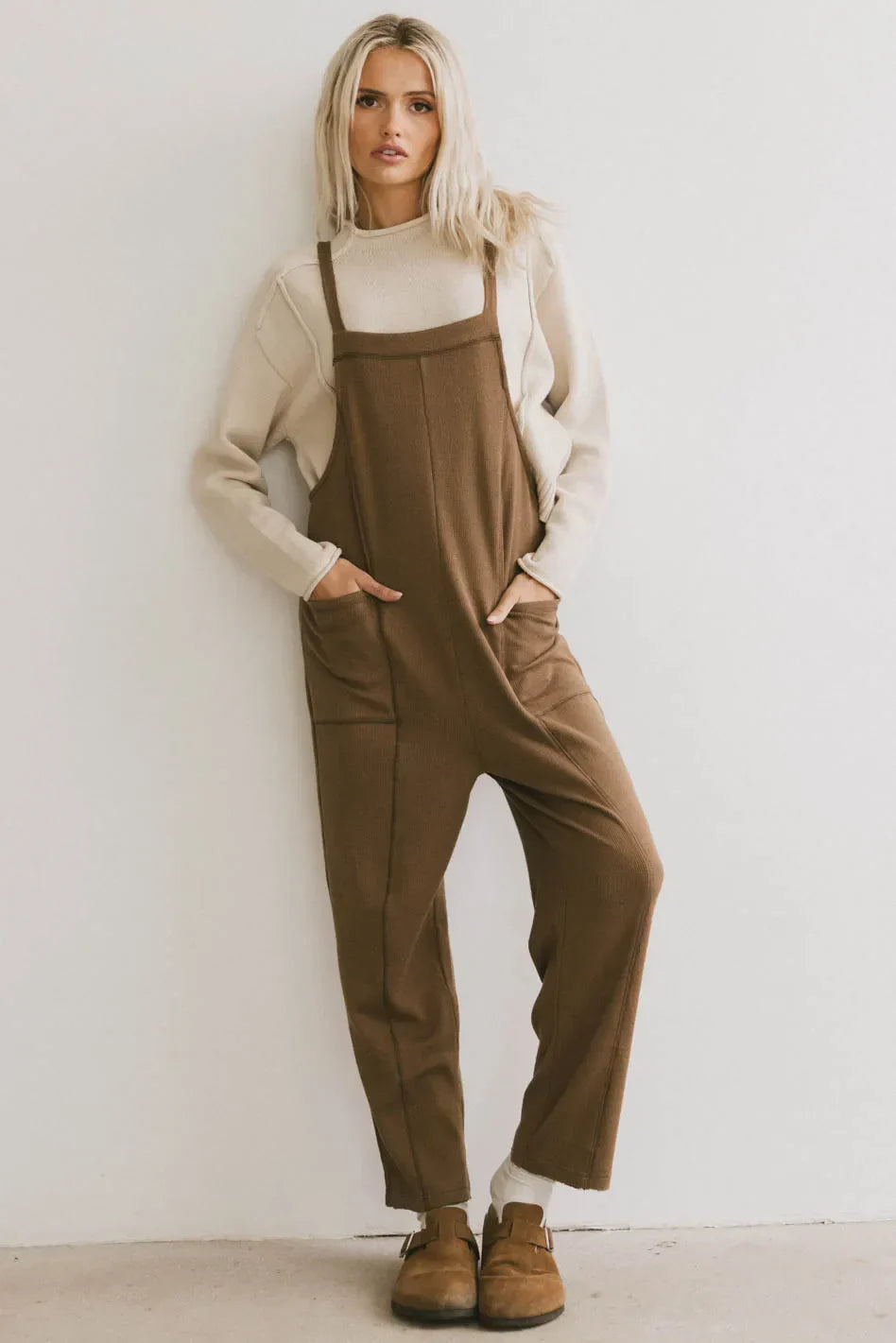 Kestrel Knit Overalls in Mocha FINAL SALE