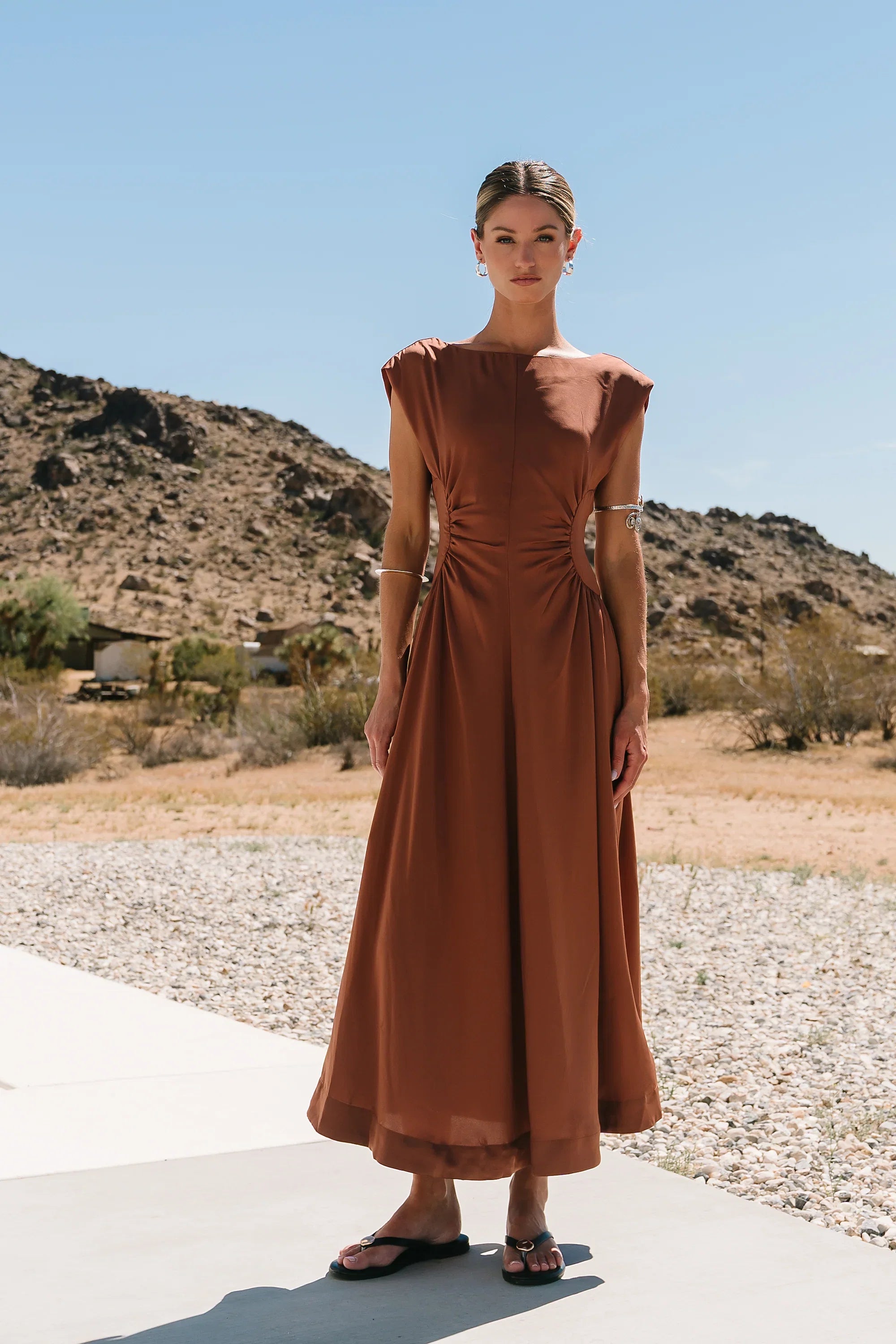Nora Midi Dress in Terracotta