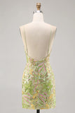 Green Bodycon Spaghetti Straps Sequins Homecoming Dress