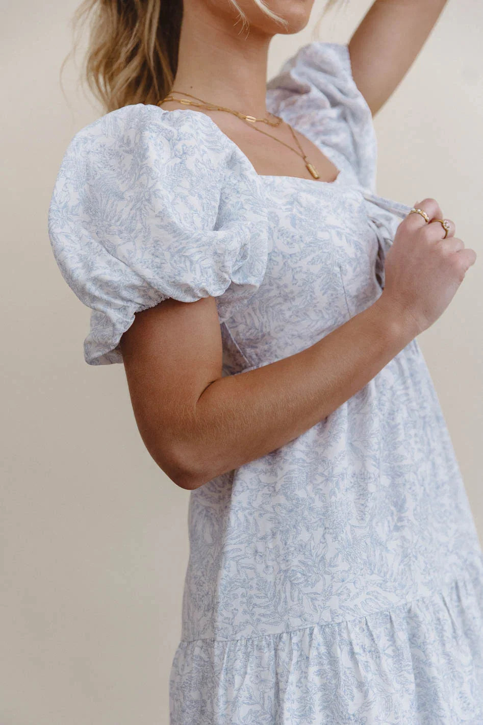 Kelsie Floral Midi Dress in Blue FINAL SALE