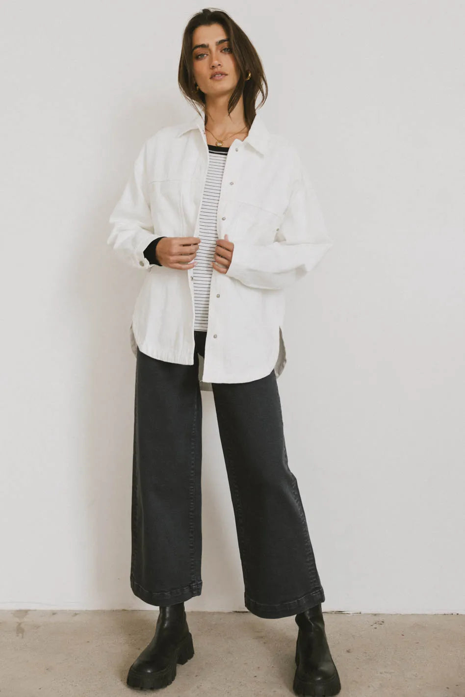 Eloise Denim Jacket in Ivory FINAL SALE