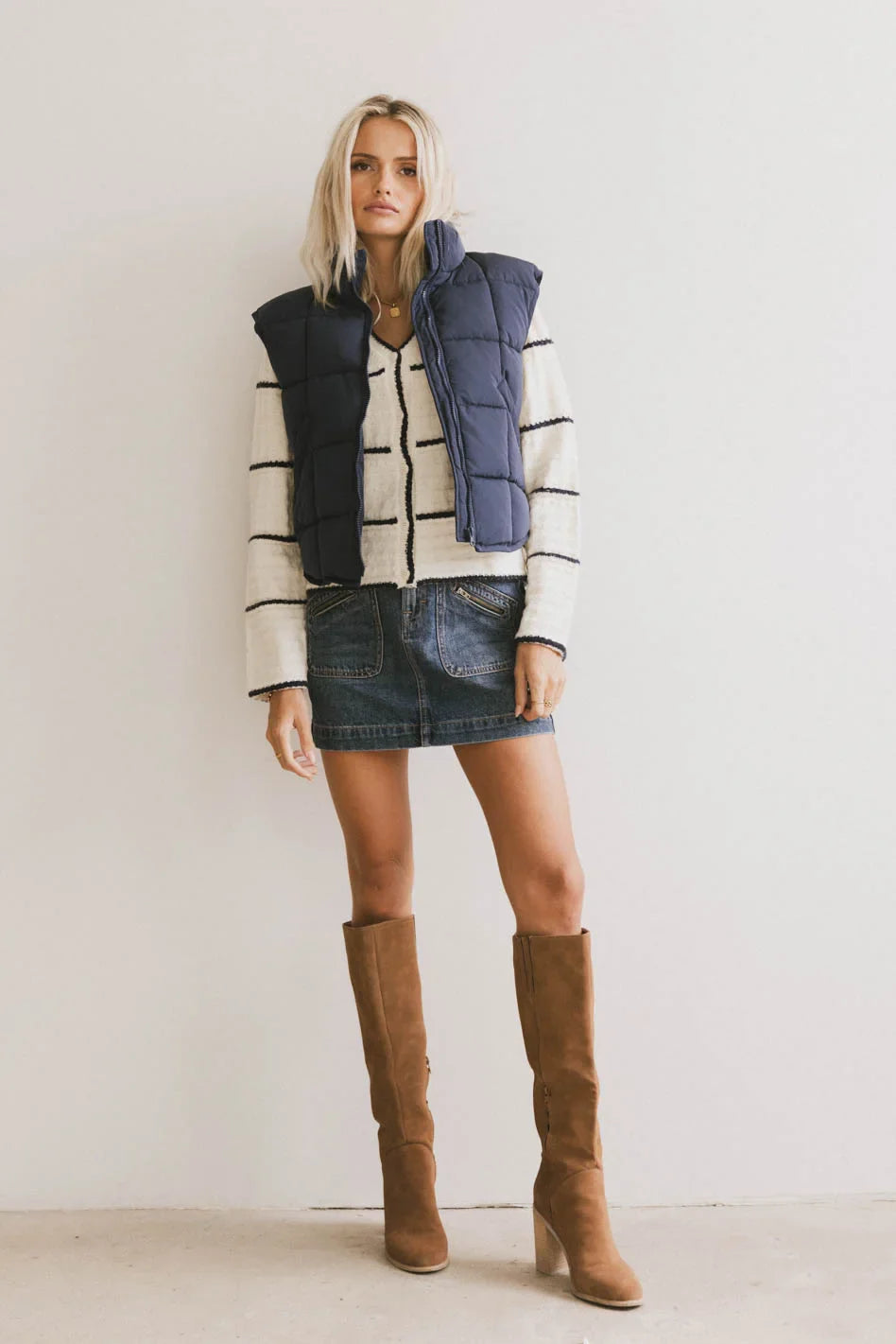 Bellese Quilted Puffer Vest in Navy FINAL SALE