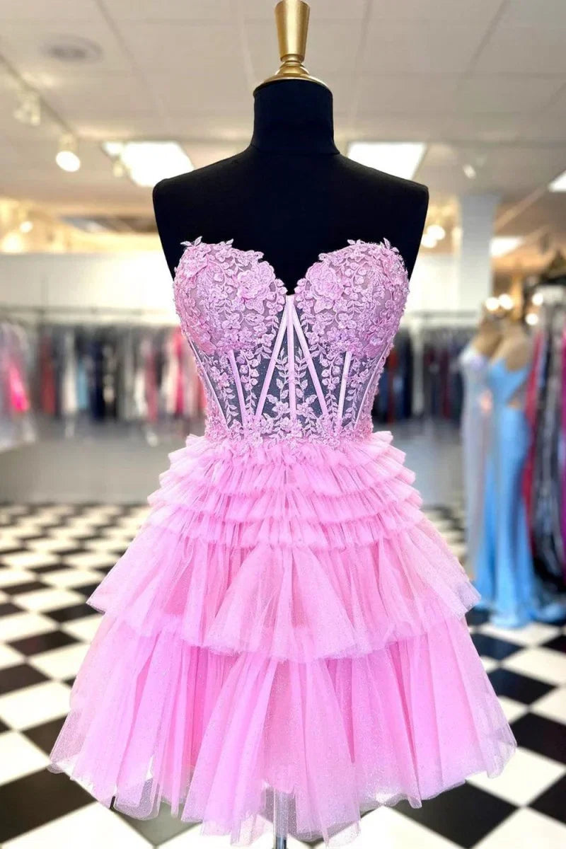 Ivy A Line Sweetheart Homecoming Dress with Ruffles
