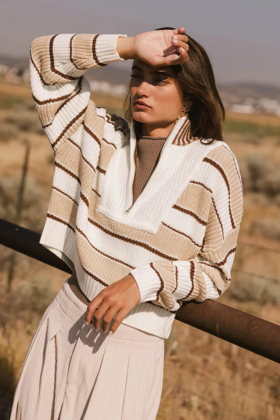 Kandy Half Zip Sweater in Ecru FINAL SALE