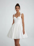 Sweet A Line Sweetheart Sleeveless Short Satin Wedding Dresses