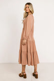 Smocked Tiered Midi Dress in Pink FINAL SALE