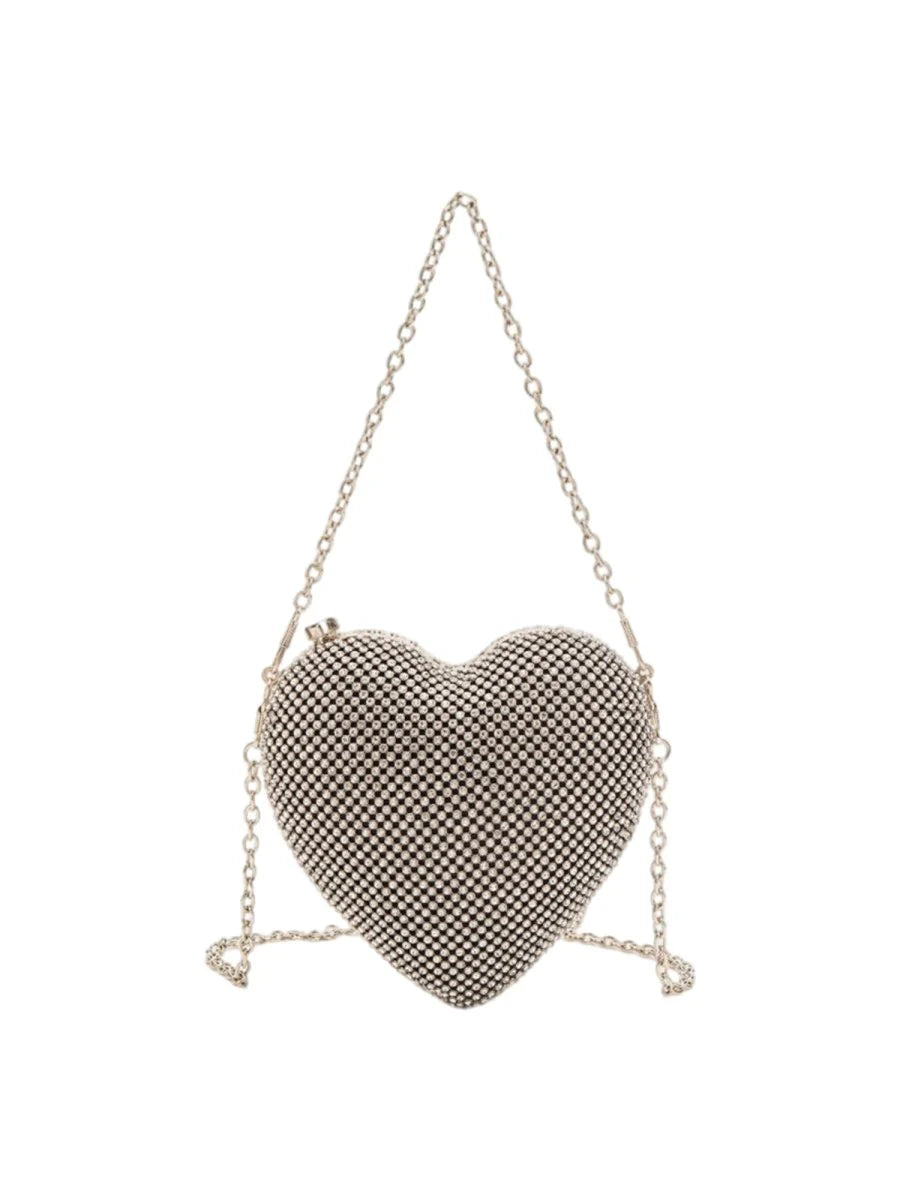 Womens Heart Shape Evening Clutch Bag