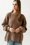 Trace Waffle Knit Top in Mocha
