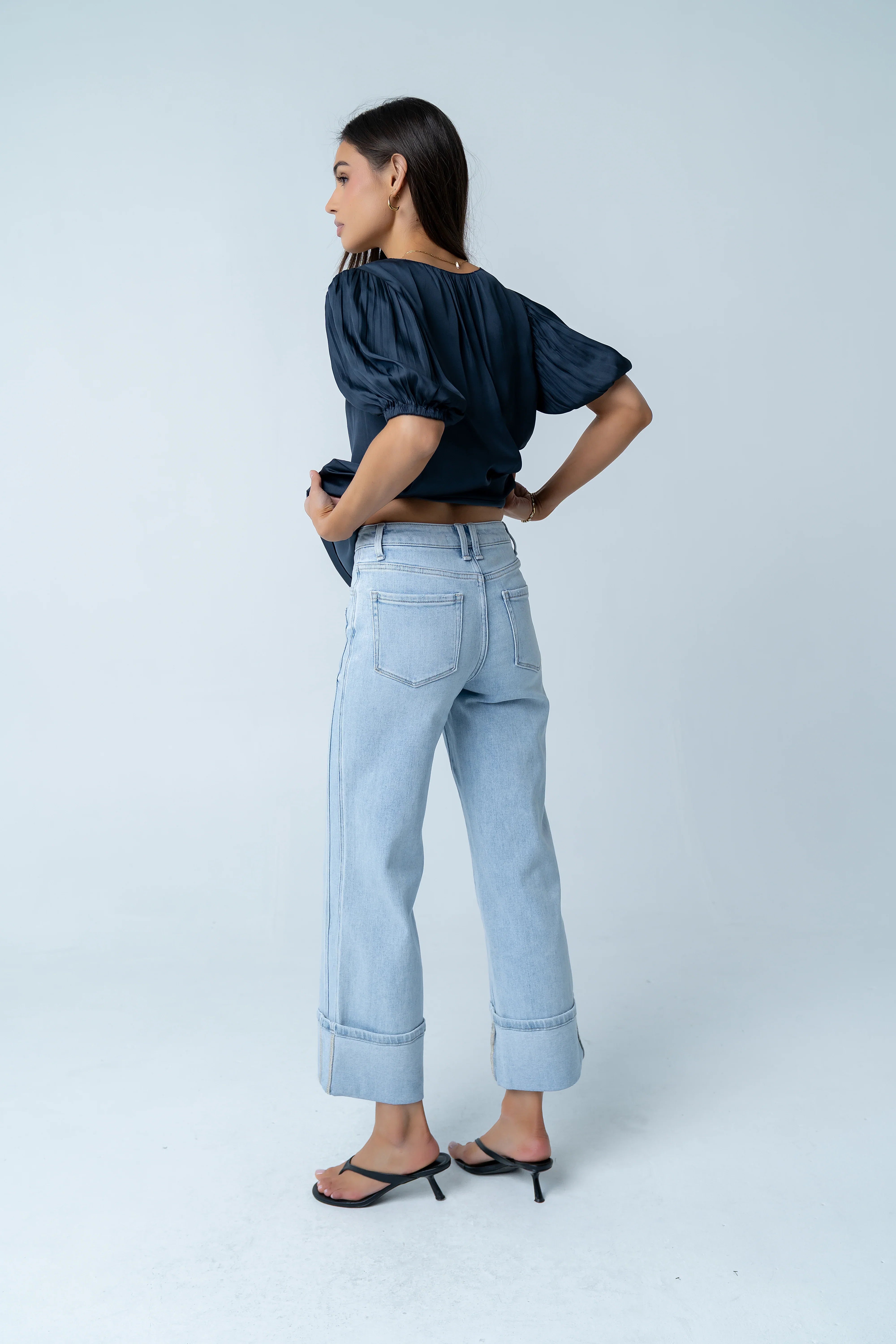 Kenyen Cuffed Wide Leg Jeans