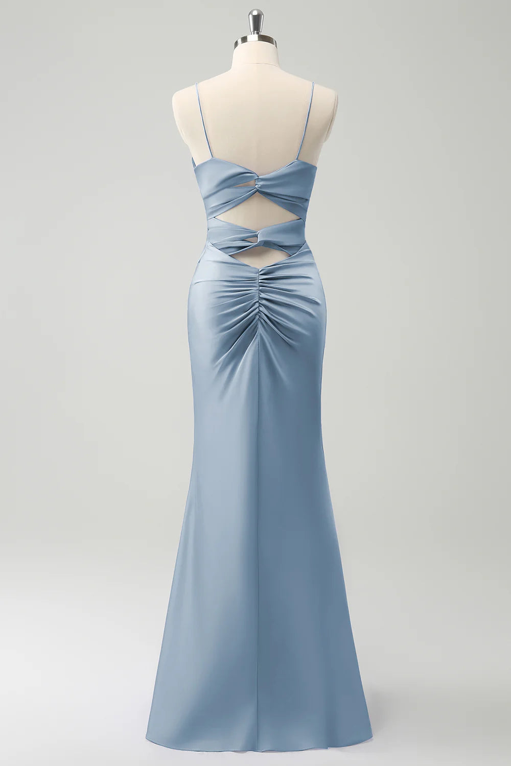 Purple Mermaid Front Criss Cross Pleated Floor Length Bridesmaid Dress