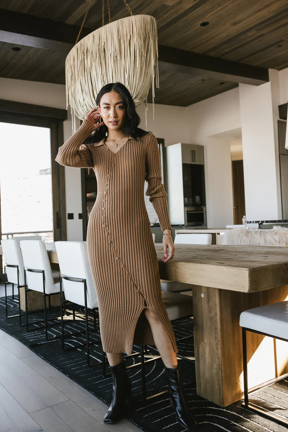 Larissa Ribbed Dress in Camel FINAL SALE