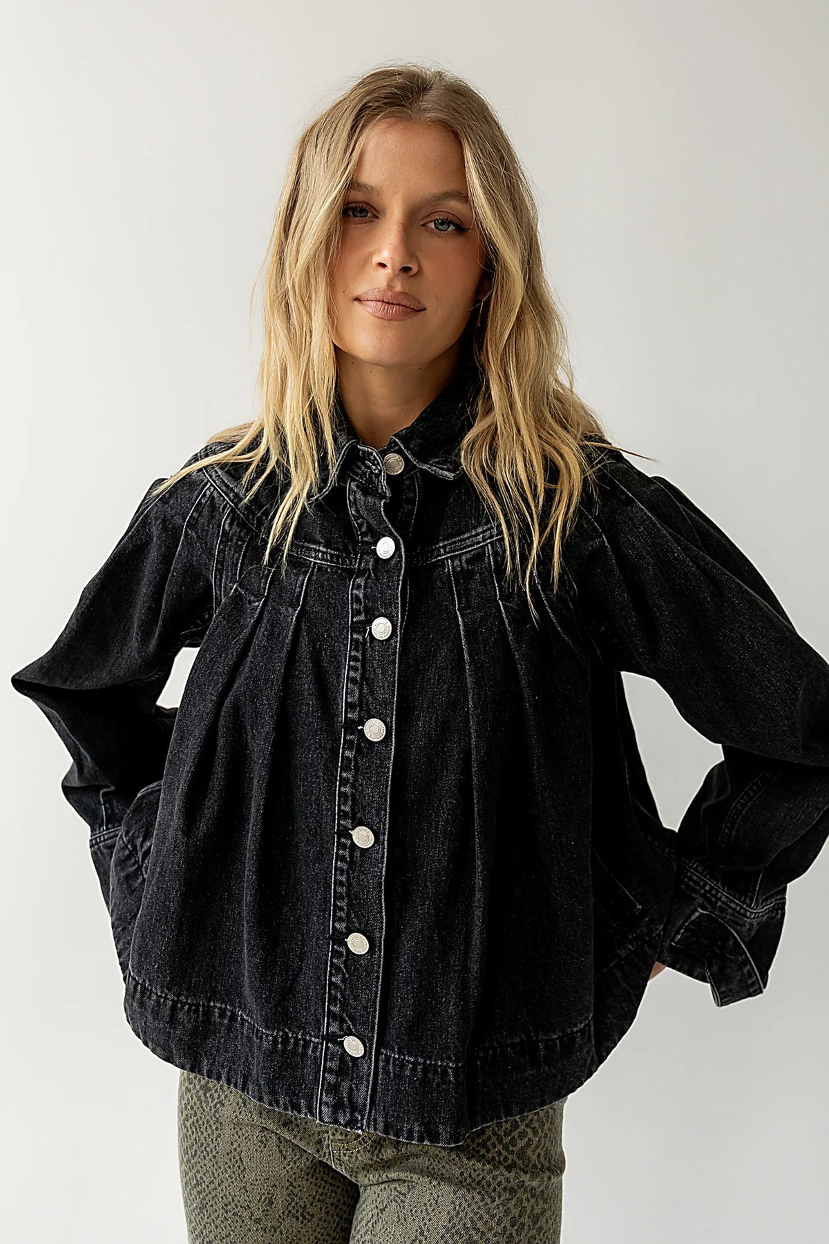 Lennon Denim Jacket in Washed Black FINAL SALE