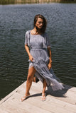 Eugena Ruffled Maxi Dress in Blue FINAL SALE