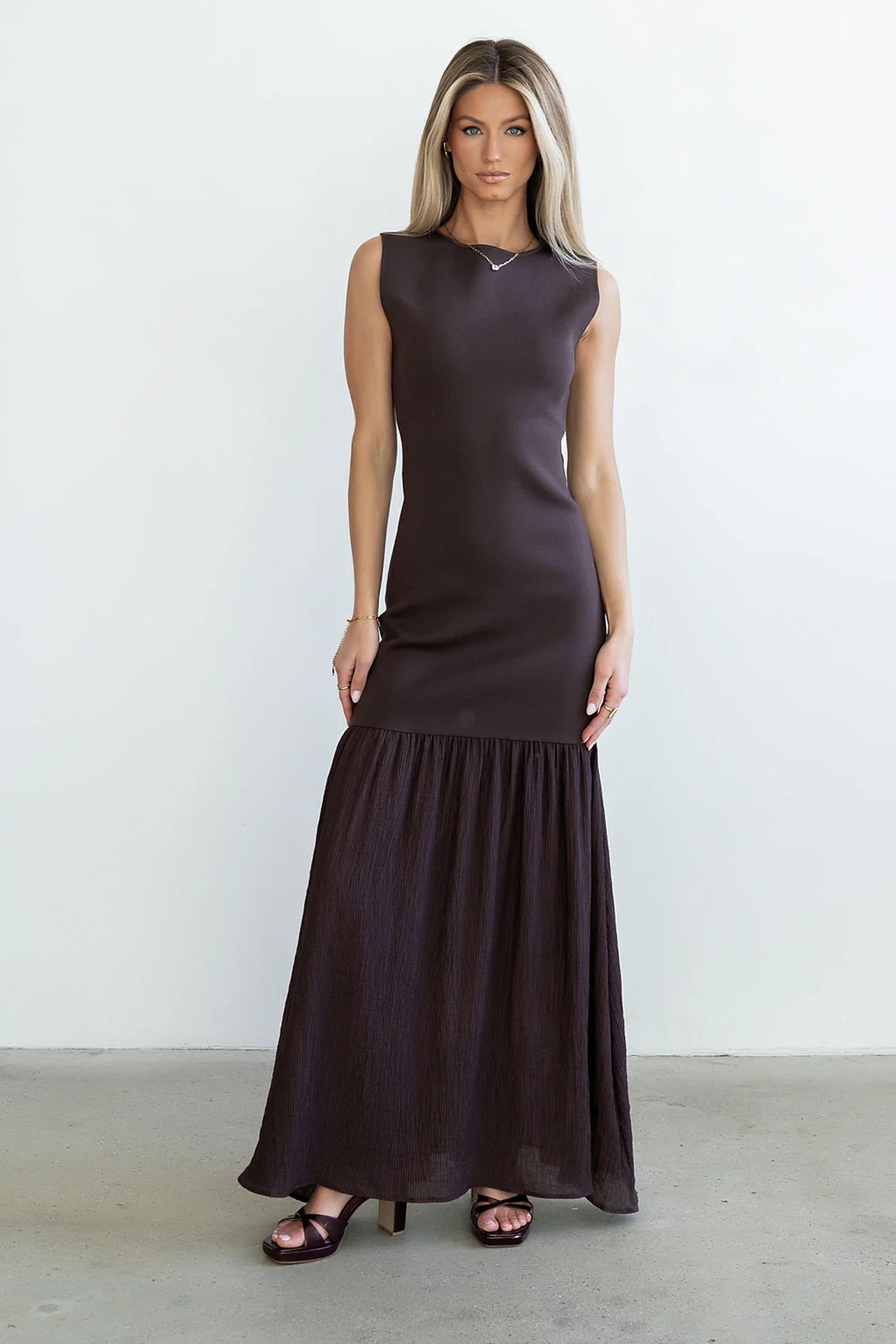 Lindsey Mermaid Maxi Dress in Brown FINAL SALE