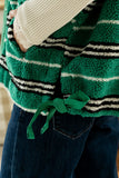 Mellanie Striped Sherpa Vest in Green FINAL SALE