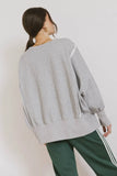 Varsity Distressed Top in Grey FINAL SALE
