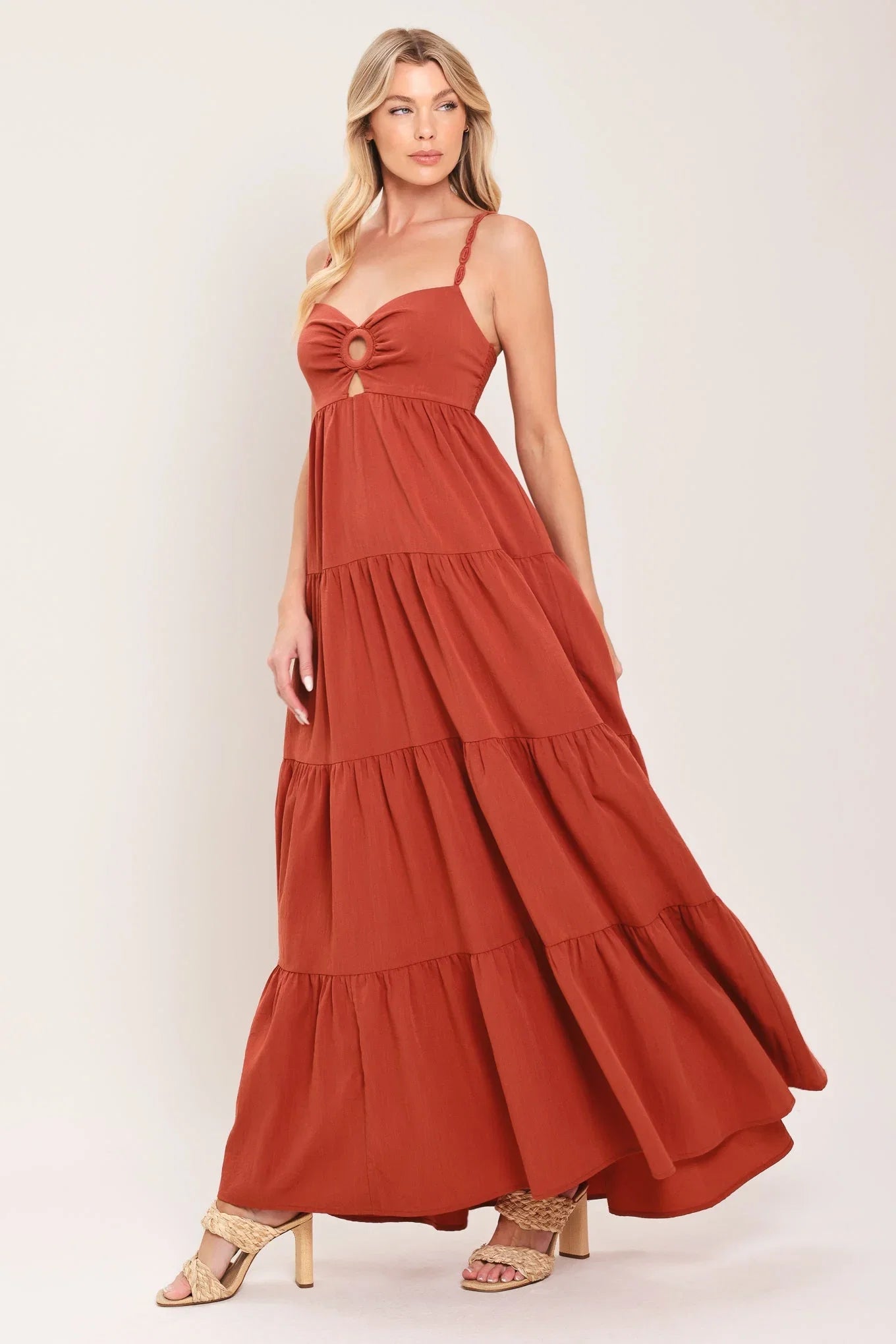 AMBER WAVE TERRACOTTA MAXI DRESS