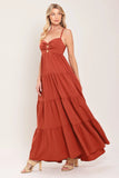 AMBER WAVE TERRACOTTA MAXI DRESS