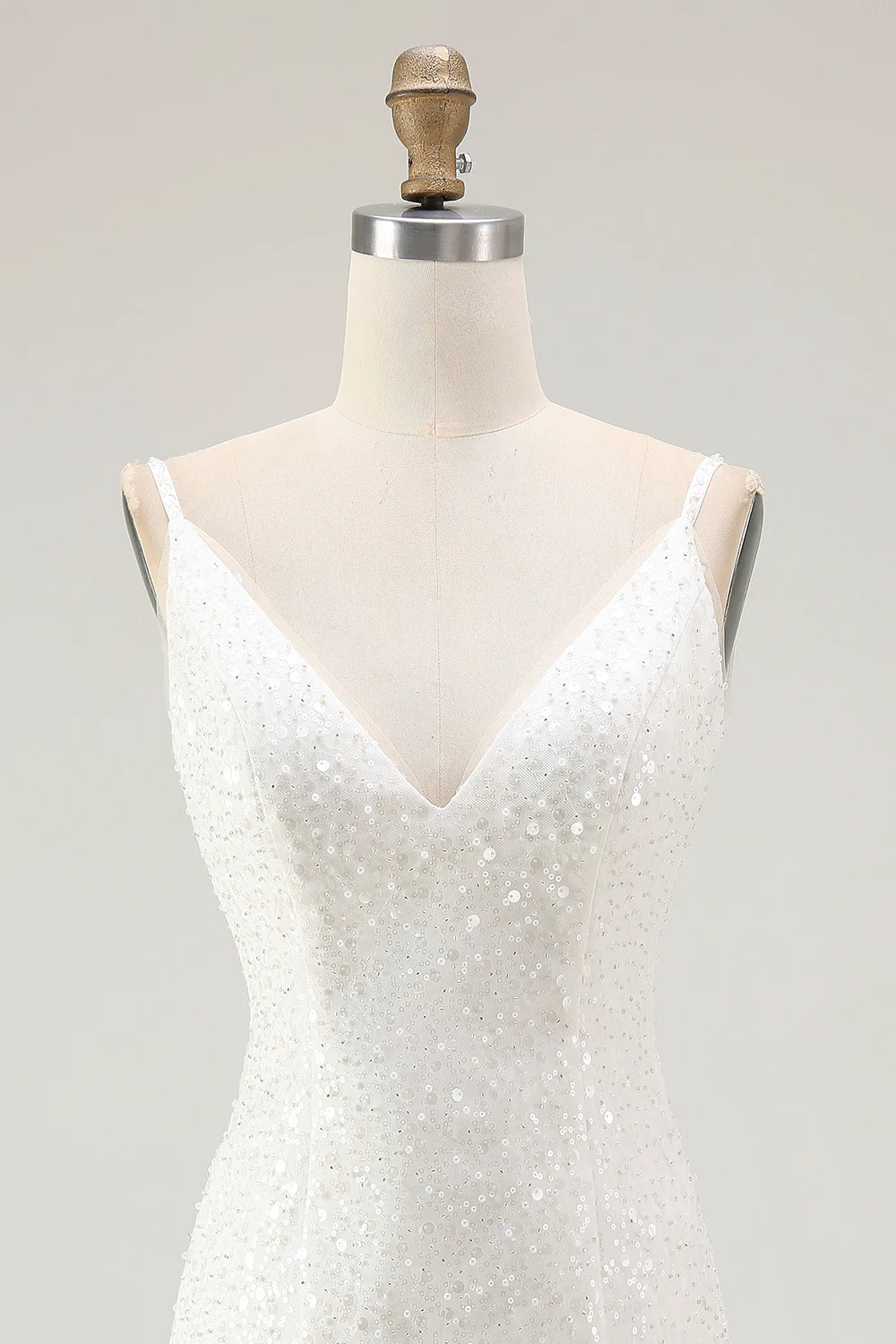 Sparkly White Sequins V Neck Mini Graduation Dress with Ruffles