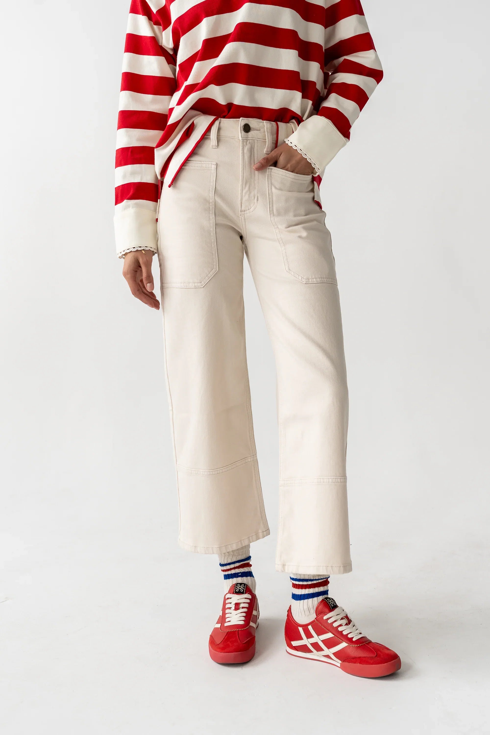 Mylah Wide Leg Jeans in Ivory
