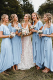 Simple A Line Coral Chiffon Long Bridesmaid Dresses