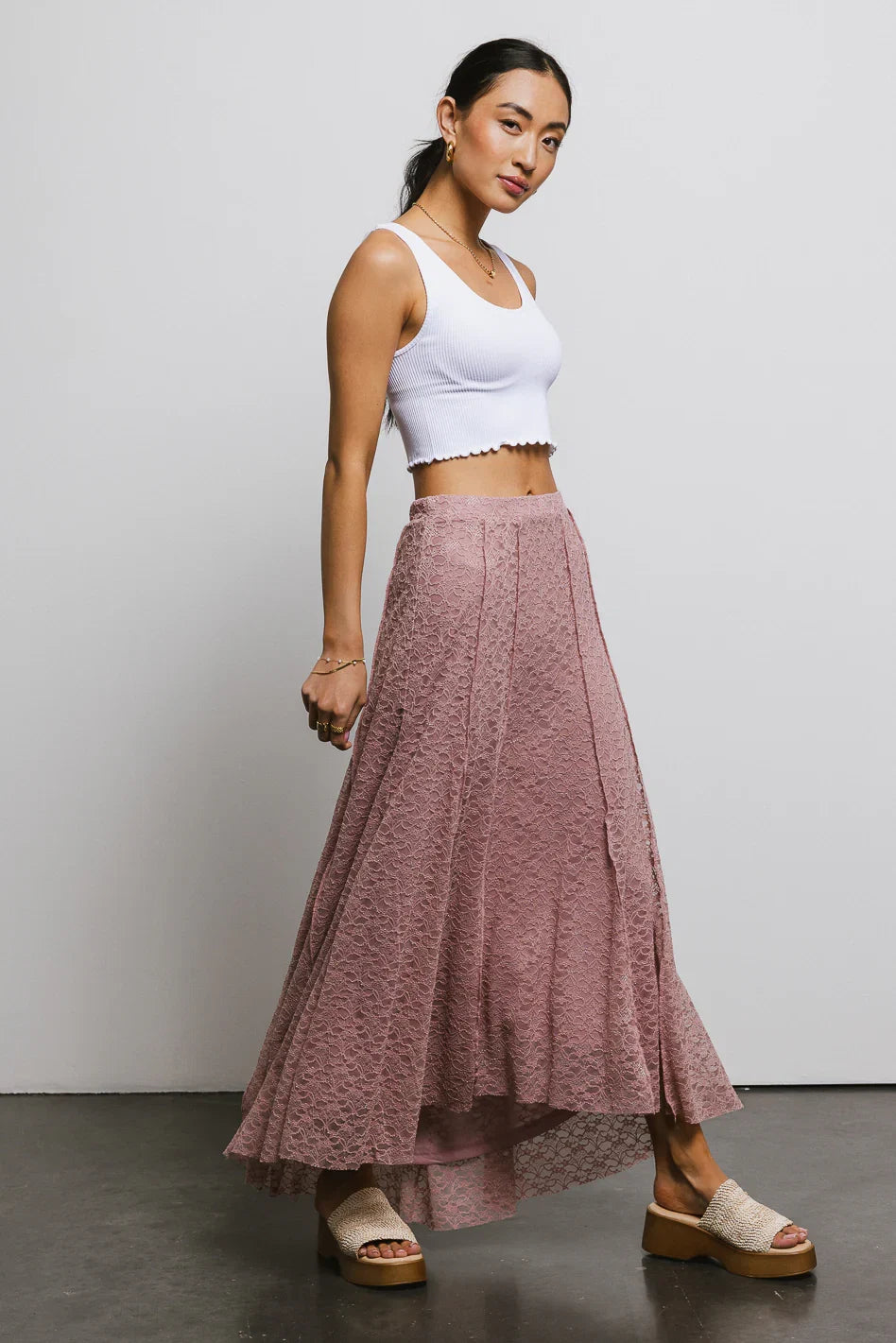 Eliza Lace Skirt in Rose FINAL SALE