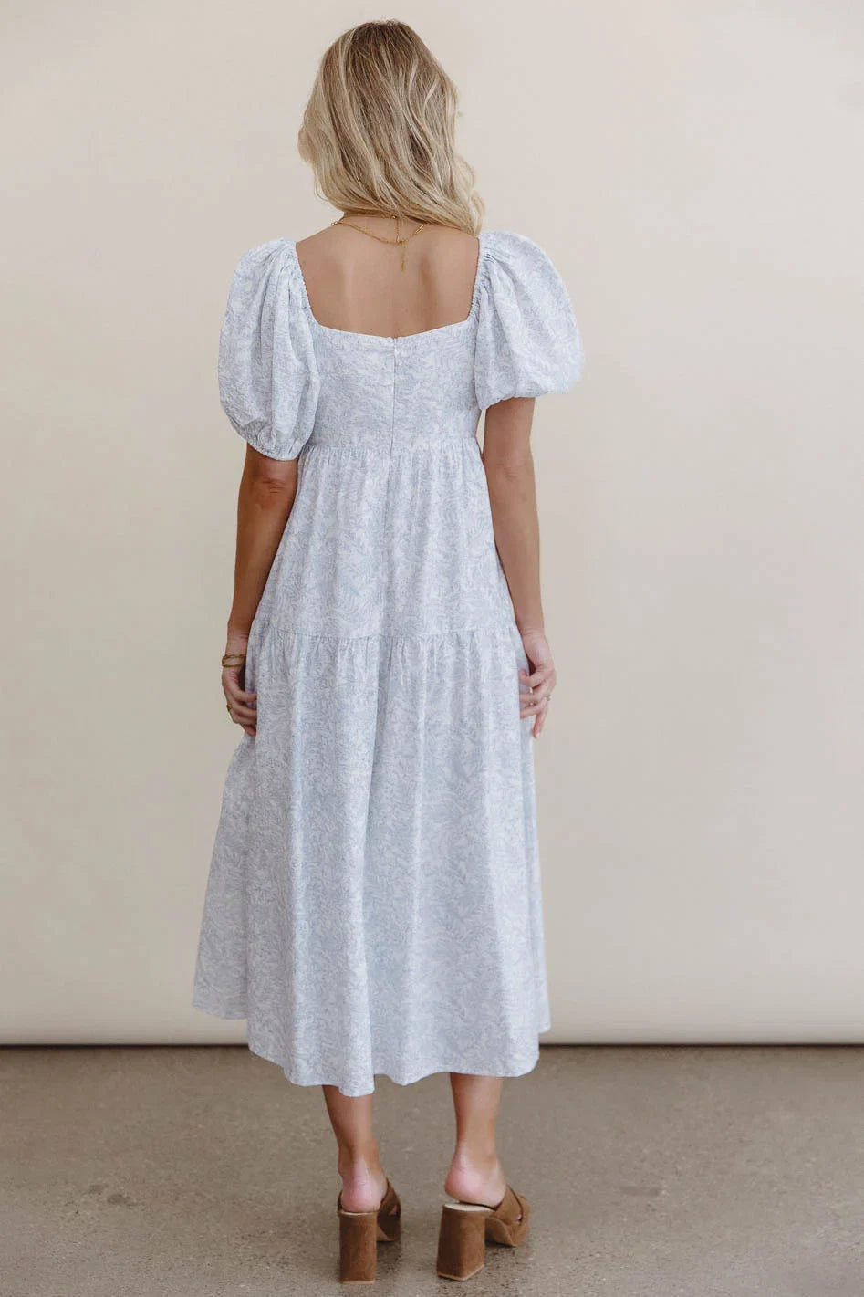 Kelsie Floral Midi Dress in Blue FINAL SALE