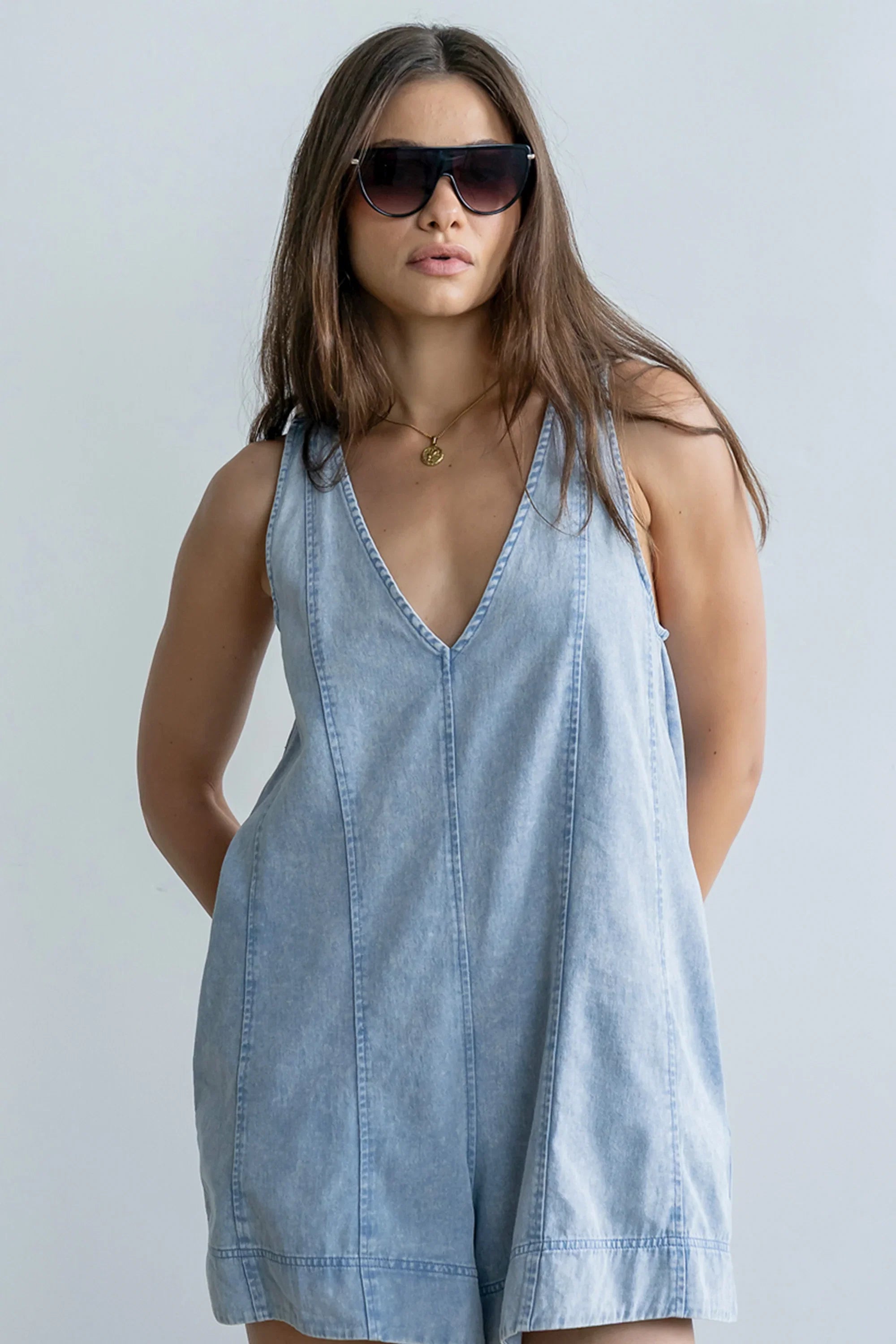 Trina Denim Romper