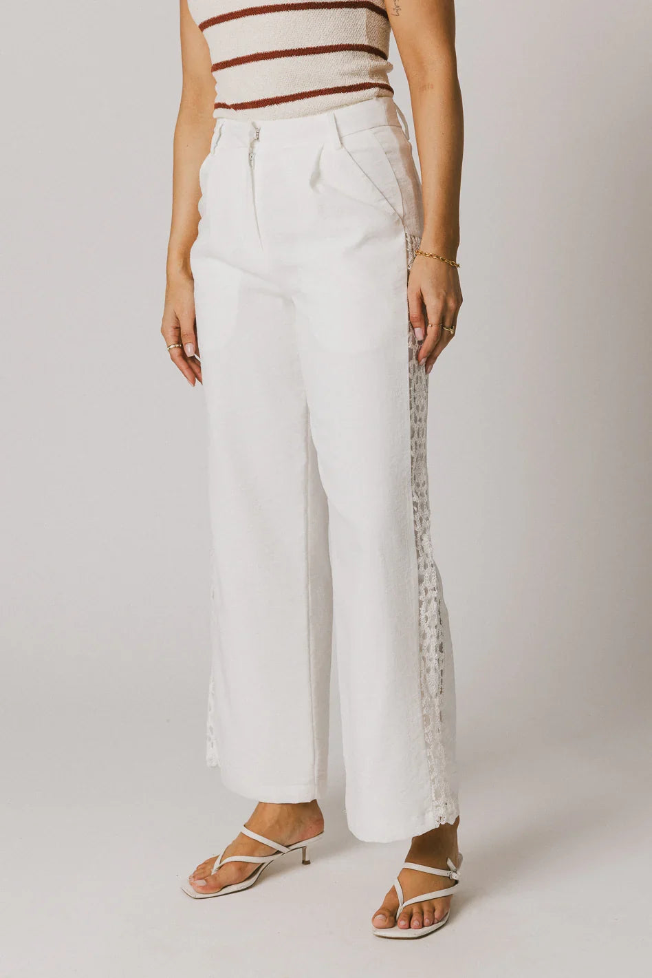 Karie Crochet Pants in White FINAL SALE
