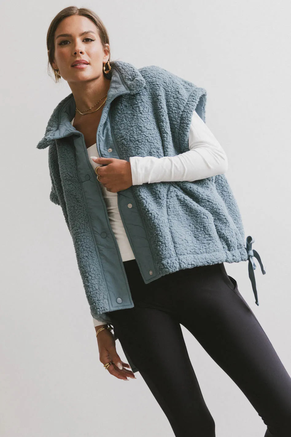 Johanna Sherpa Vest in Blue FINAL SALE