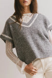 Hazel Embroidered Sweater Top in Grey FINAL SALE
