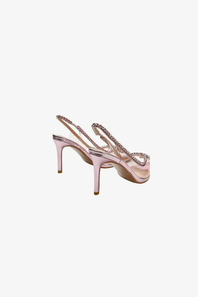 Rhinestone Pink Pointed Toe Stiletto Sandals