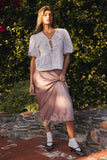 Beau Lace Trim Midi Skirt in Mauve FINAL SALE