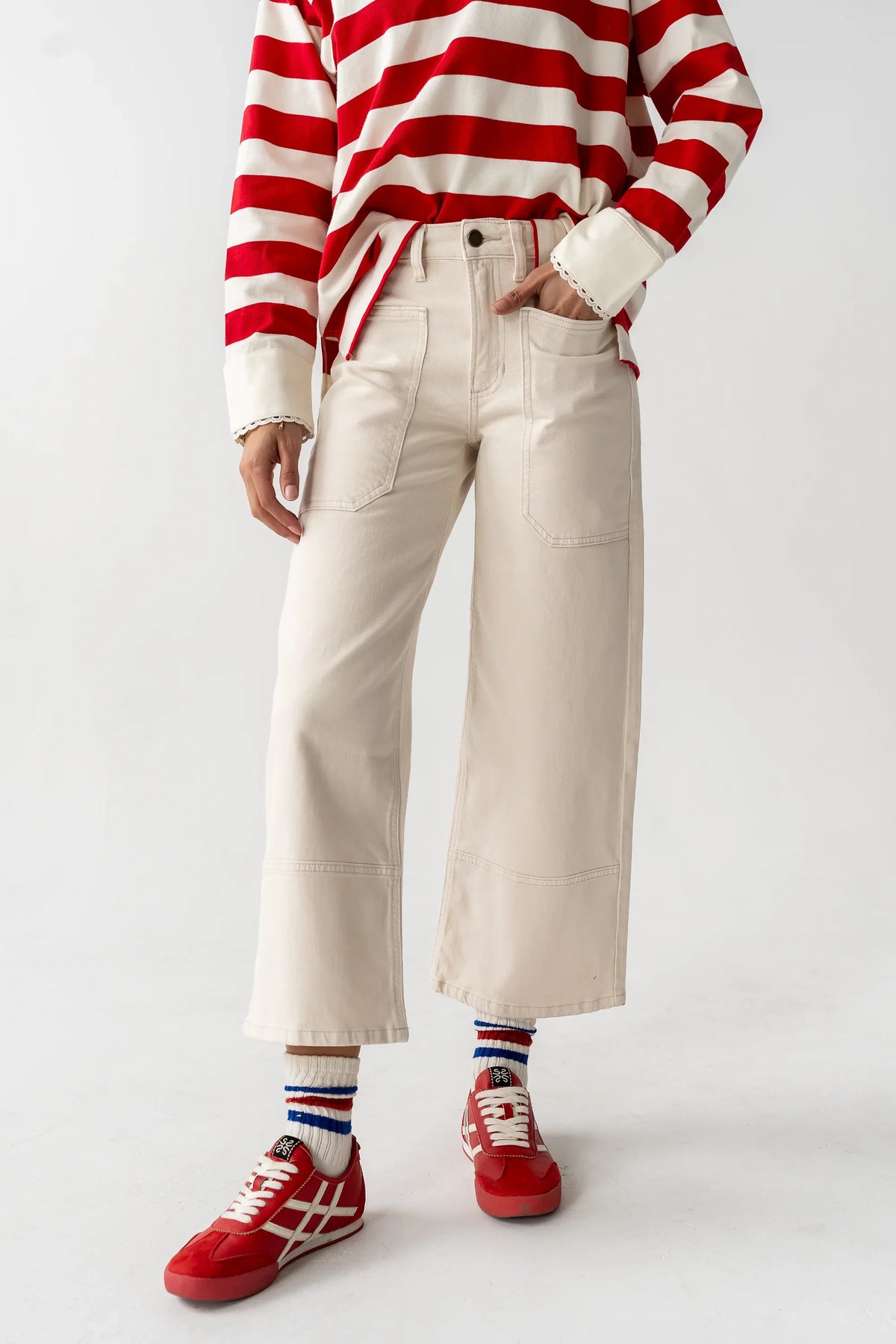 Mylah Wide Leg Jeans in Ivory